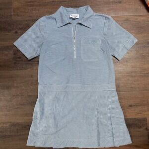 ALIGNE Yolanda Check Gingham Mini Dress Blue White Quarter Zip Size 4 Academia